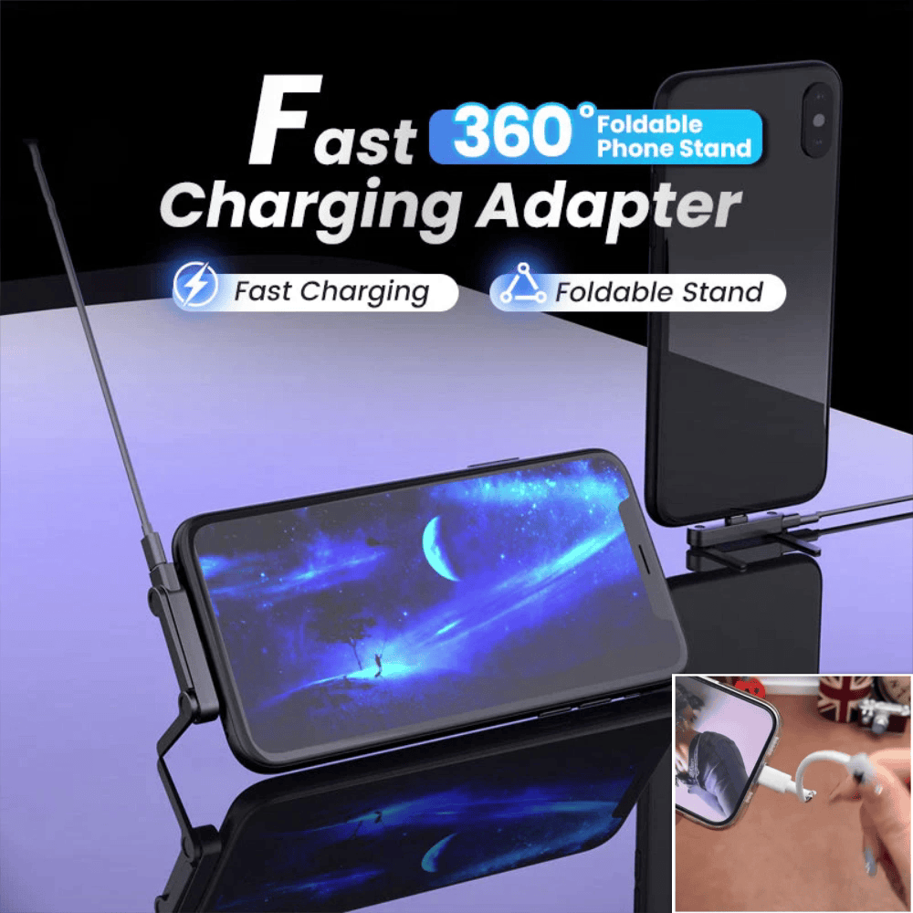 🔥Fast Charging Adapter with 360° Foldable Phone Stand