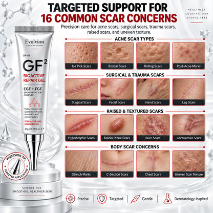 Evolviion GF² Advanced Bioactive Scar Repair Gel👨‍⚕️(For Hypertrophic Scars/Post-Surgical Scars/Stretch Marks/Acne Scars)