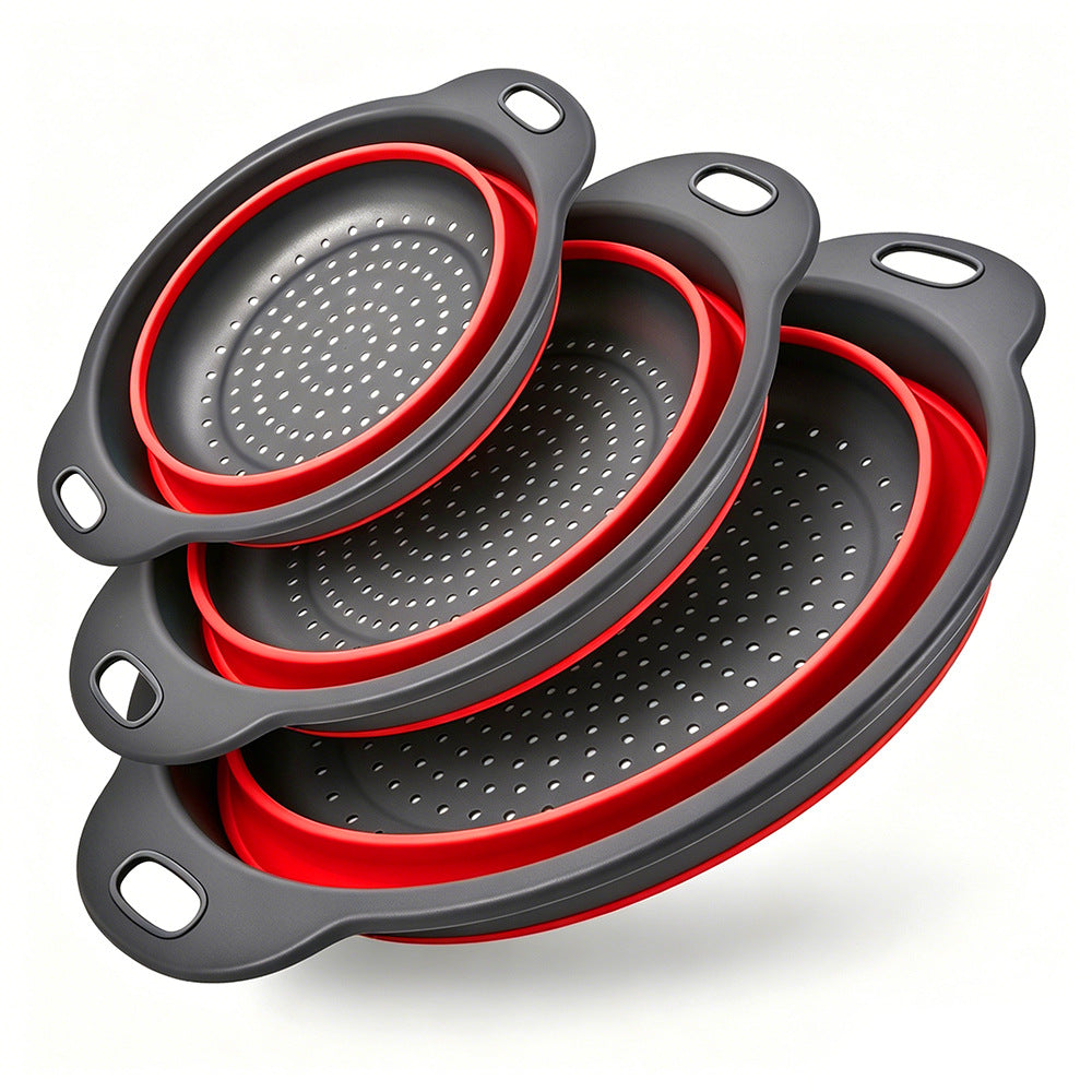 🥗 3-Piece Collapsible Colander Set – Fold Flat, Save Space & Easily Drain Fruits, Veggies & Pasta