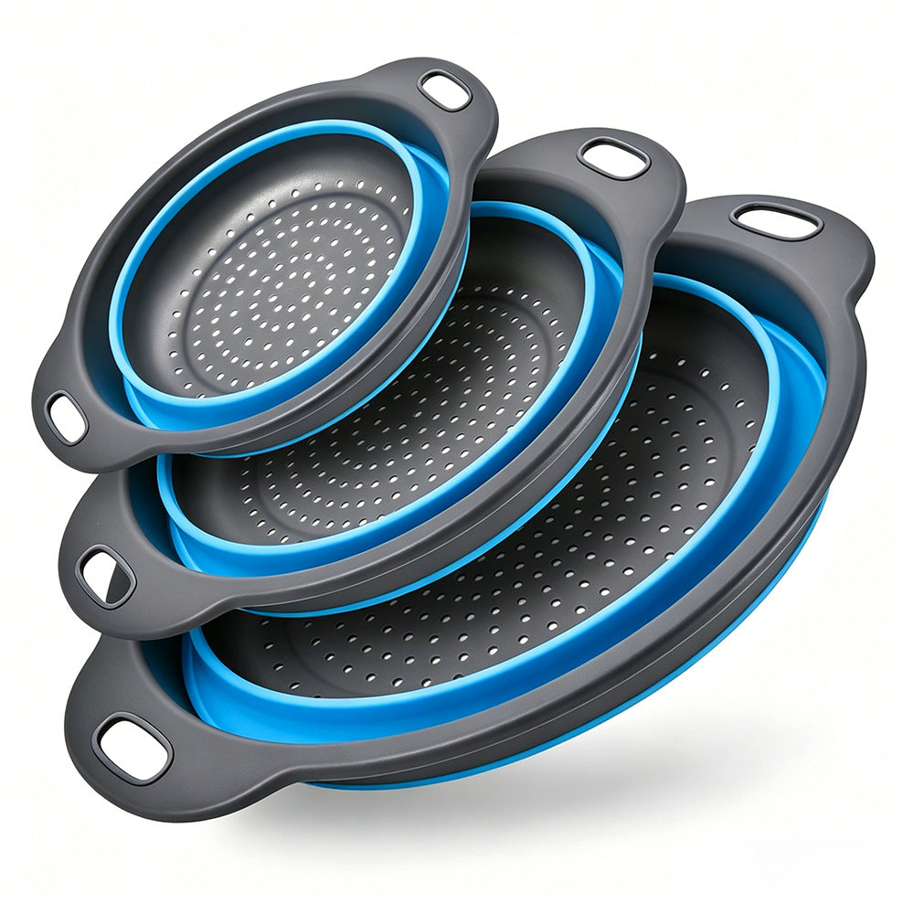 🥗 3-Piece Collapsible Colander Set – Fold Flat, Save Space & Easily Drain Fruits, Veggies & Pasta
