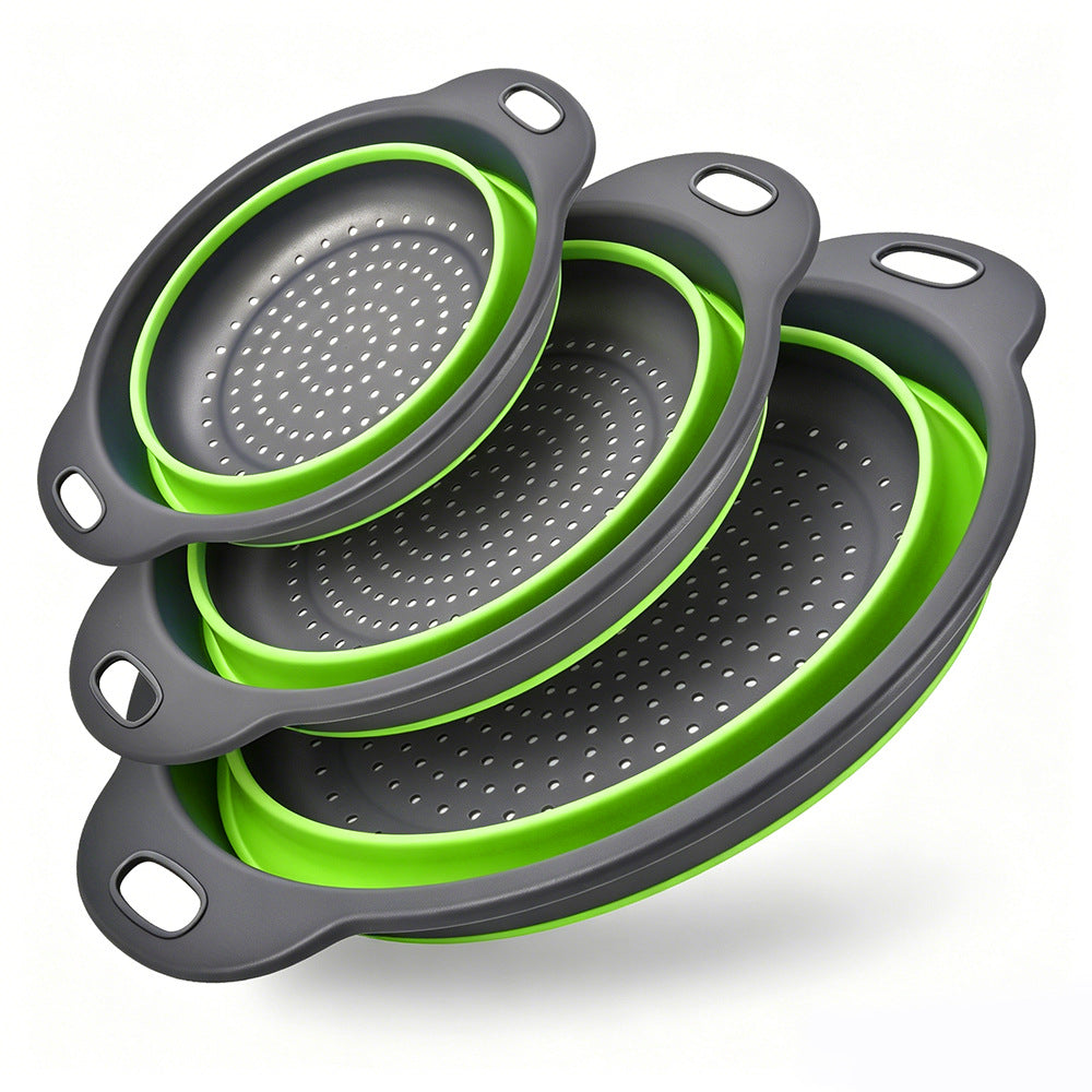 🥗 3-Piece Collapsible Colander Set – Fold Flat, Save Space & Easily Drain Fruits, Veggies & Pasta