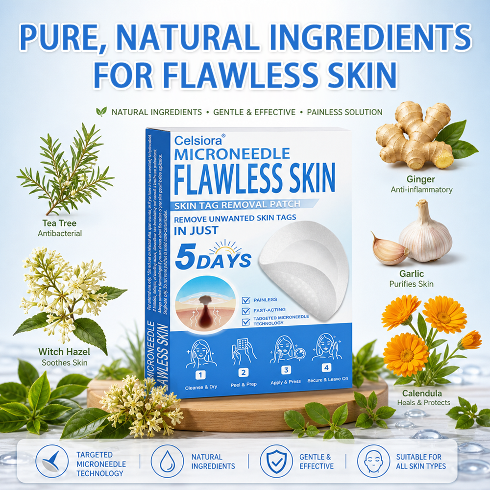 🍃  Celsiora® 2-in-1 Microneedle & Hydrocolloid Patch | Raised Moles,Acne,  Flat Warts & Skin Tags Remover | Improves Wrinkles, Scars & Blemishes | Invisible Pimple Patches for Face & Body (Copy)