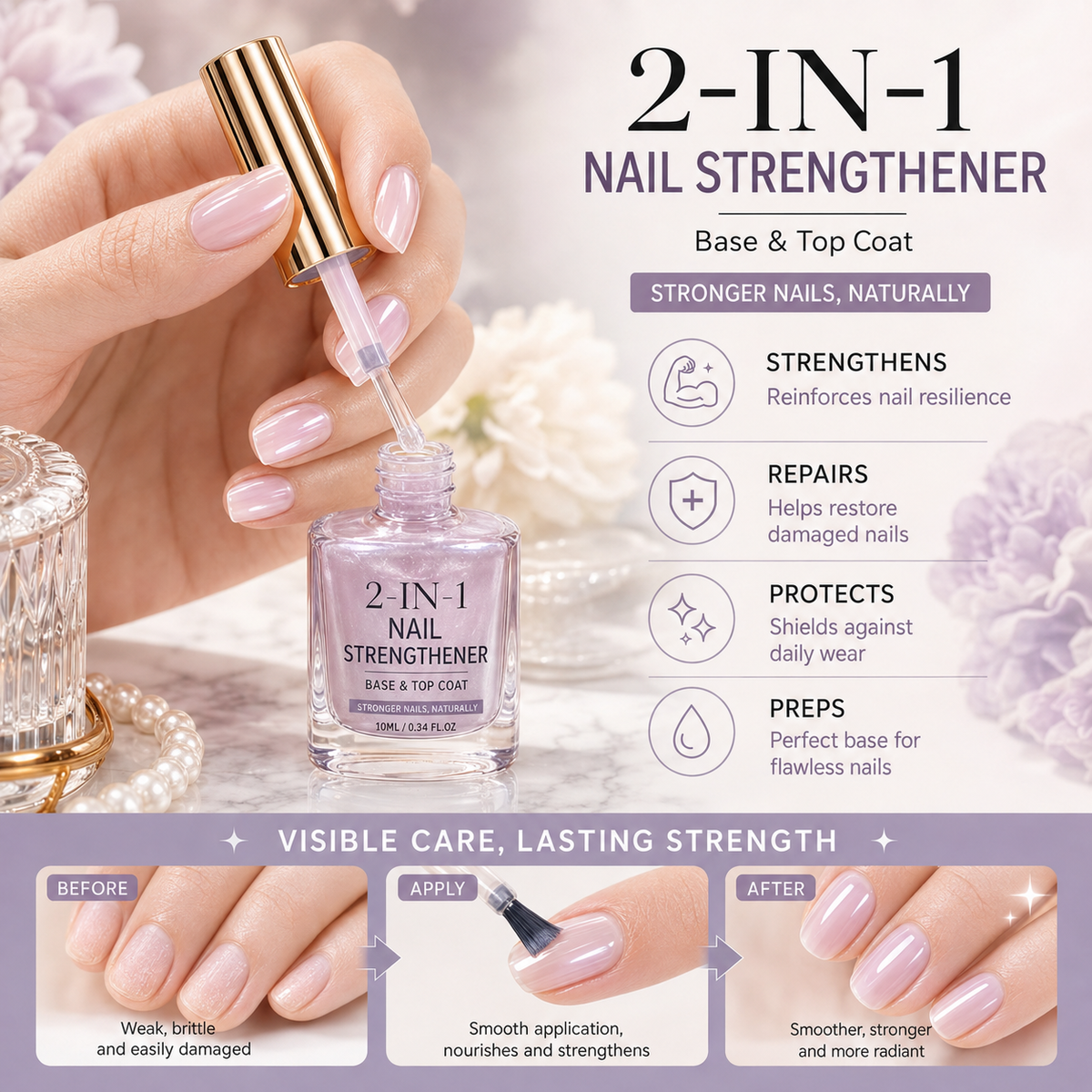 ✨🔥Limited-Time 40% OFF💜✨ Lilac Glossy Nail Strengthener – Instant Lilac Shine & Stronger-Looking Nails Over Time 💅