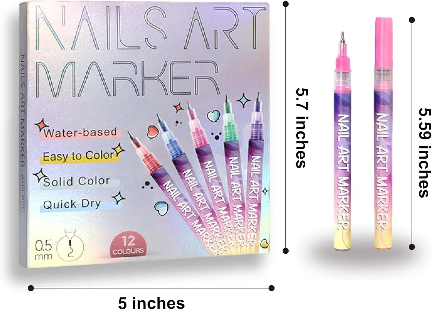 ⏳12 Colors Nail Art Pens Set🎨💅for DIY Nail Art Quick Drying Acrylic Painting and 3D Dot Embroidery mma acrylic nail - On Nails Quick Drying Dot Stitching Nail Art Pen for Home and Salon DIY, Nail Care Cutics Manicure Polish Cosmetic