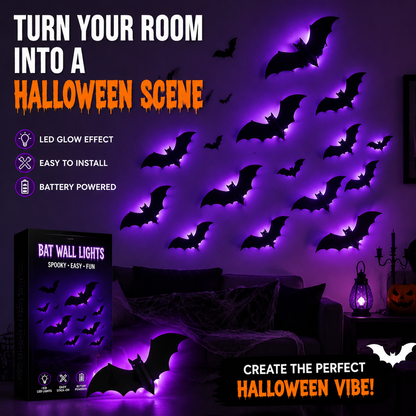 👻 Light Up Your Halloween! 50% OFF LED Glowing Bat Wall Lights for Spooky Day🦇✨