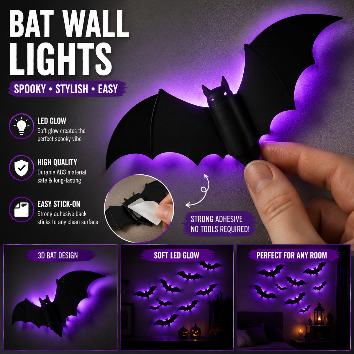 👻 Light Up Your Halloween! 50% OFF LED Glowing Bat Wall Lights for Spooky Day🦇✨