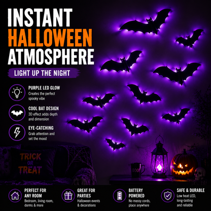 👻 Light Up Your Halloween! 50% OFF LED Glowing Bat Wall Lights for Spooky Day🦇✨