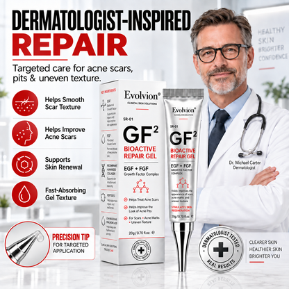 Evolviion GF² Advanced Bioactive Scar Repair Gel👨‍⚕️(For Hypertrophic Scars/Post-Surgical Scars/Stretch Marks/Acne Scars)