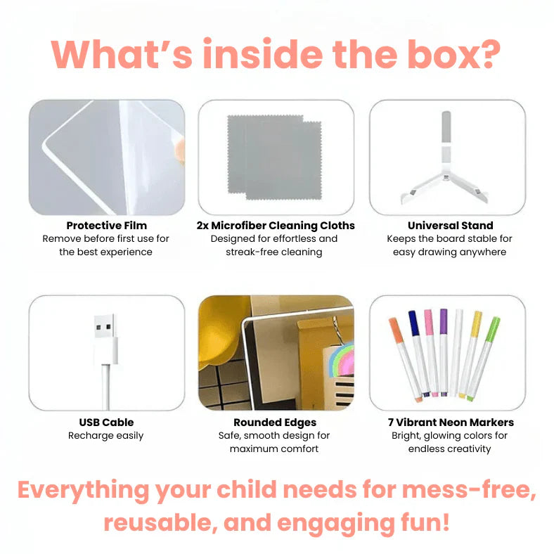 (🌲Early Christmas Sale🎁) - 50%OFF✨ LED Note Board with 7 Color Pens 🎨 — Spark Your Child’s Creativity and Let Them Hang Their Artwork on the Christmas Tree!