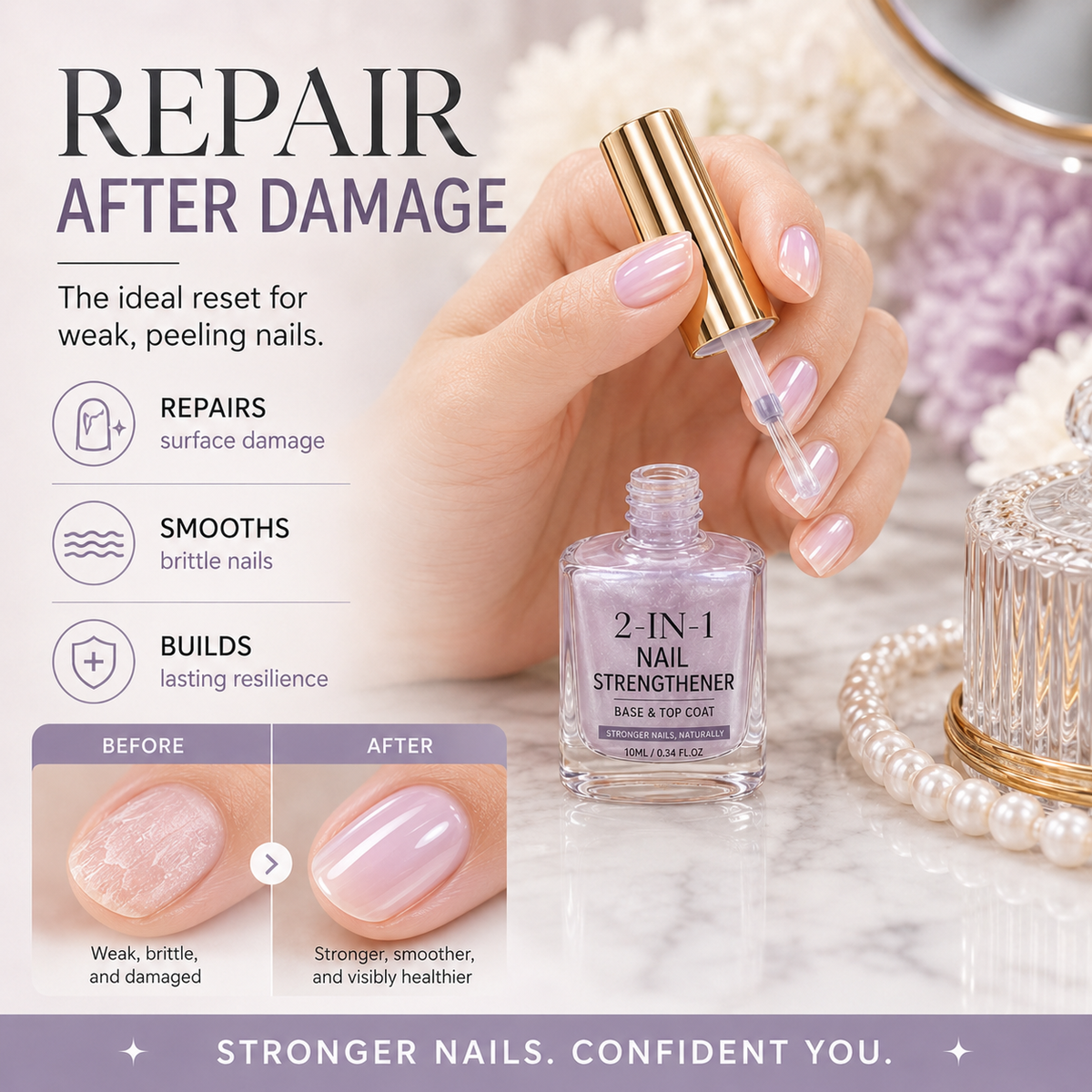 ✨🔥Limited-Time 40% OFF💜✨ Lilac Glossy Nail Strengthener – Instant Lilac Shine & Stronger-Looking Nails Over Time 💅