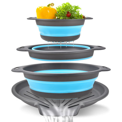 🥗 3-Piece Collapsible Colander Set – Fold Flat, Save Space & Easily Drain Fruits, Veggies & Pasta